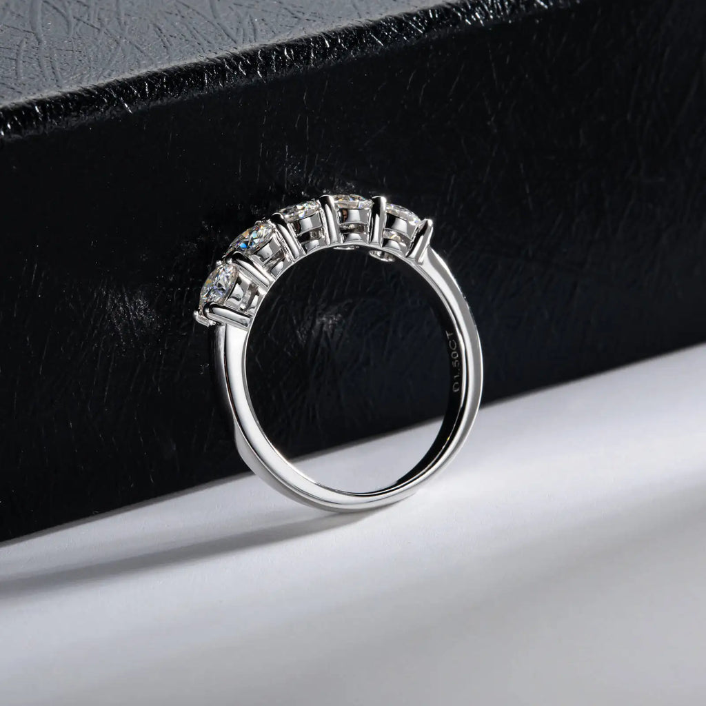 TY White Gold D Color 4mm Moissanite Ring For Women 925 Silver 1.5CT Stone Match Dia Wedding Band Bride S Sterling Sier GRA