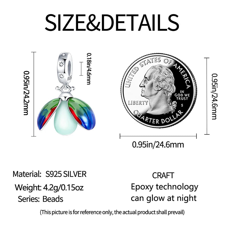 Hot Sale silver-plated Glow in the dark Firefly Honeybee Star Charms Beads Fit Qikaola Original Bracelets Fine DIY Jewelry Gift