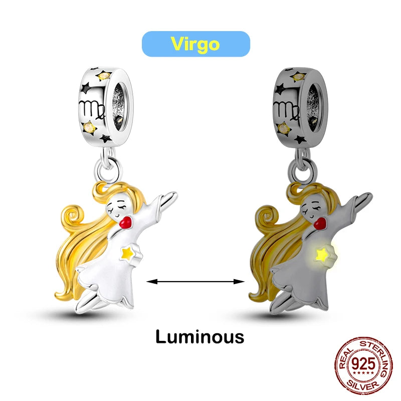 Hot Sale silver-plated Glow in the dark Firefly Honeybee Star Charms Beads Fit Qikaola Original Bracelets Fine DIY Jewelry Gift