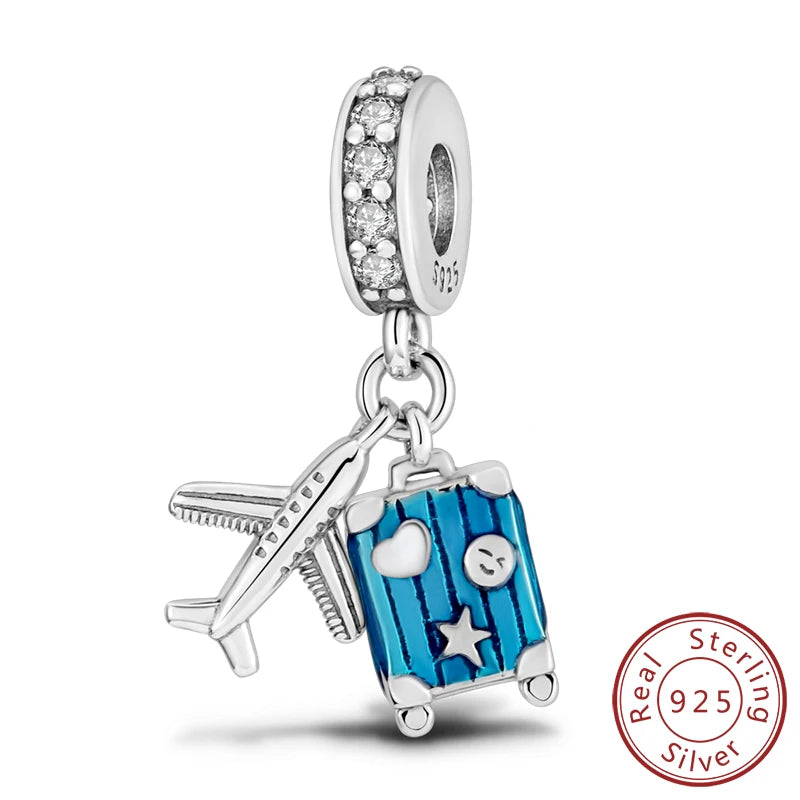 Original Charms Bead 925 Sterling Silver Paris Tower Car Map Castle Travel Charms Fit Pendant Bracelets Women DIY Jewelry Making
