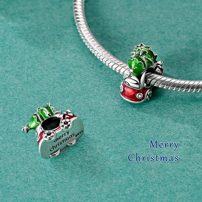 Christmas Charm Bead Pendant 925 Sterling Silver Christmas Elk Snowman Santa Claus Charm Fit Original Bracelet Women DIY Jewelry