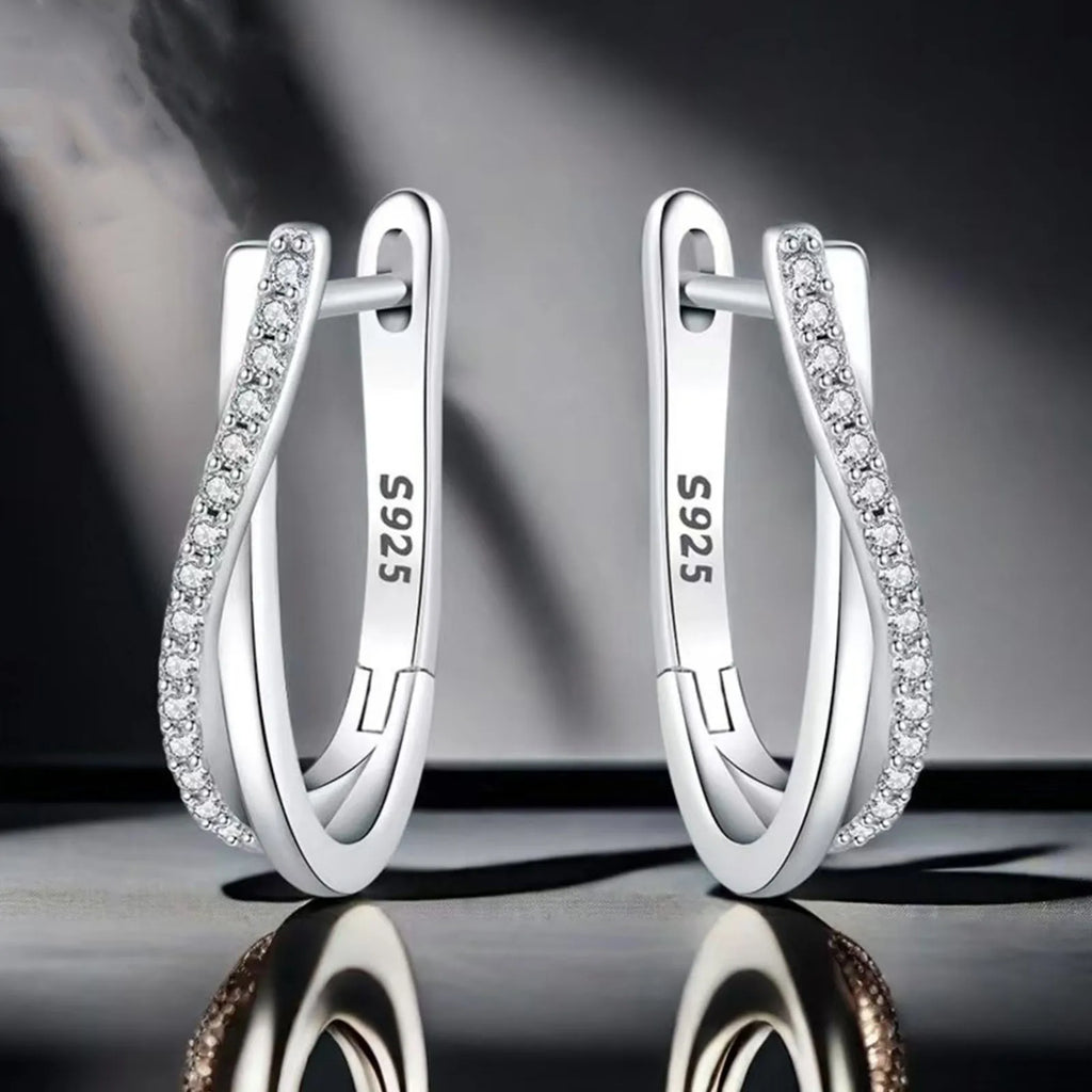925 Silver Star Twisted Line Earrings Jewelry Versatile Hoop Earrings For Women Jewelry Fine Birthday Party Gifts