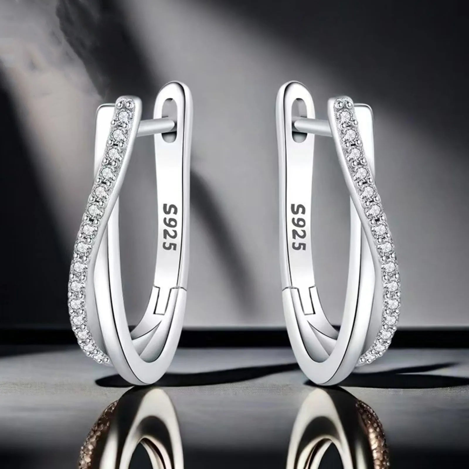 925 Silver Star Twisted Line Earrings Jewelry Versatile Hoop Earrings For Women Jewelry Fine Birthday Party Gifts