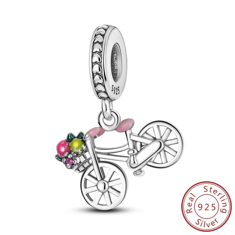 Original Charms Bead 925 Sterling Silver Paris Tower Car Map Castle Travel Charms Fit Pendant Bracelets Women DIY Jewelry Making