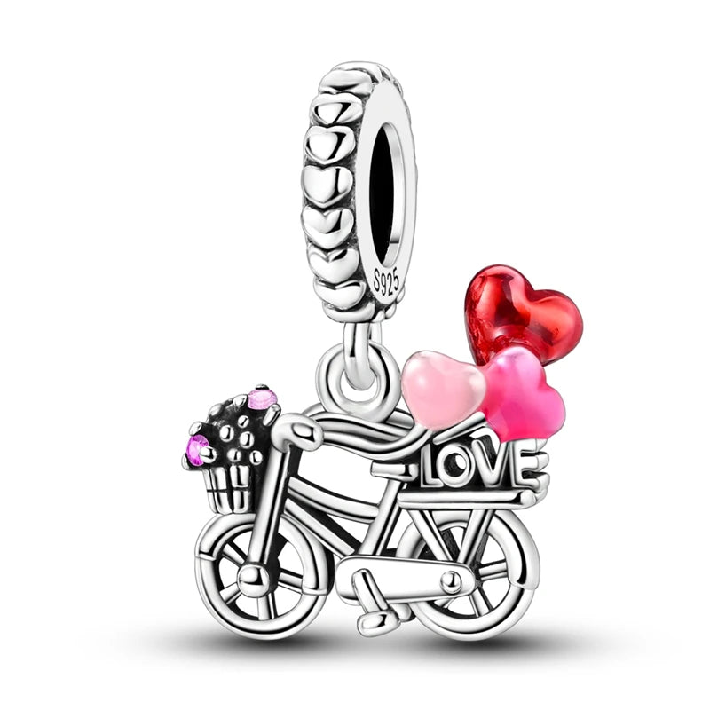 New 925 Sterling Silver Charms Bead Red Cherry Strawberry Love Heart Charm Fit Original Bracelet Pendant DIY Jewelry For Women