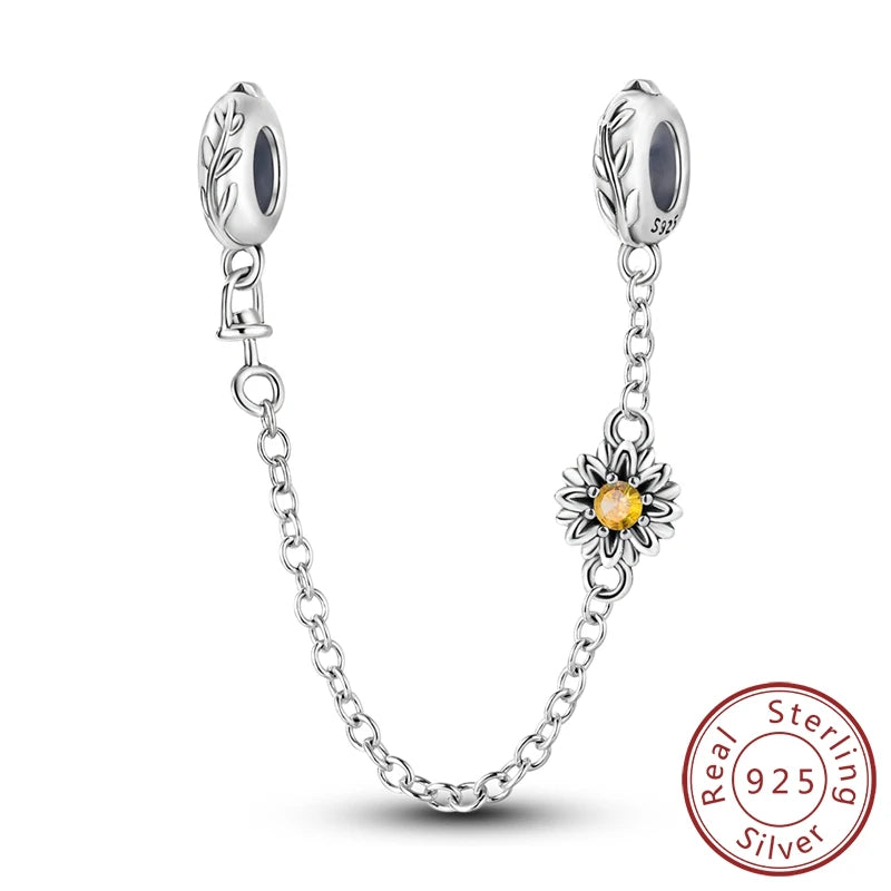 Safety Chain Charms Fit Original 925 Sterling Silver Charms Beads Moon Star Butterfly Heart Safety Chain for Women Jewelry Gift