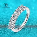 TY White Gold D Color 4mm Moissanite Ring For Women 925 Silver 1.5CT Stone Match Dia Wedding Band Bride S Sterling Sier GRA