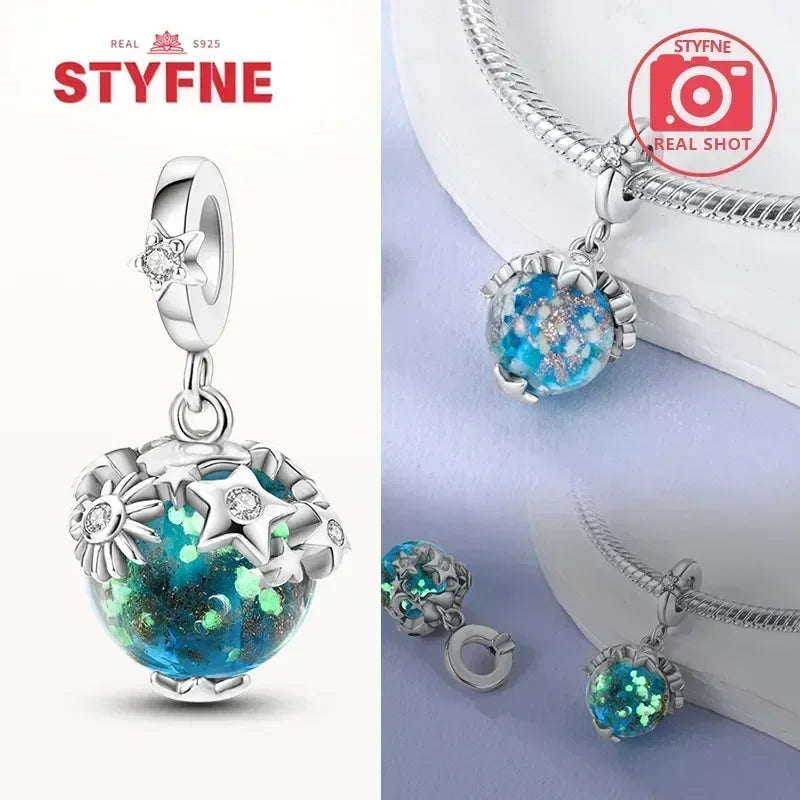 S925 Silver Glow-in-the-dark Firefly Charm Pendant Fit Original Charms Bracelet Gift Beads for Women Diy Fine Jewelry Gifts