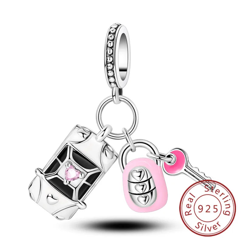 Original Charms Bead 925 Sterling Silver Paris Tower Car Map Castle Travel Charms Fit Pendant Bracelets Women DIY Jewelry Making