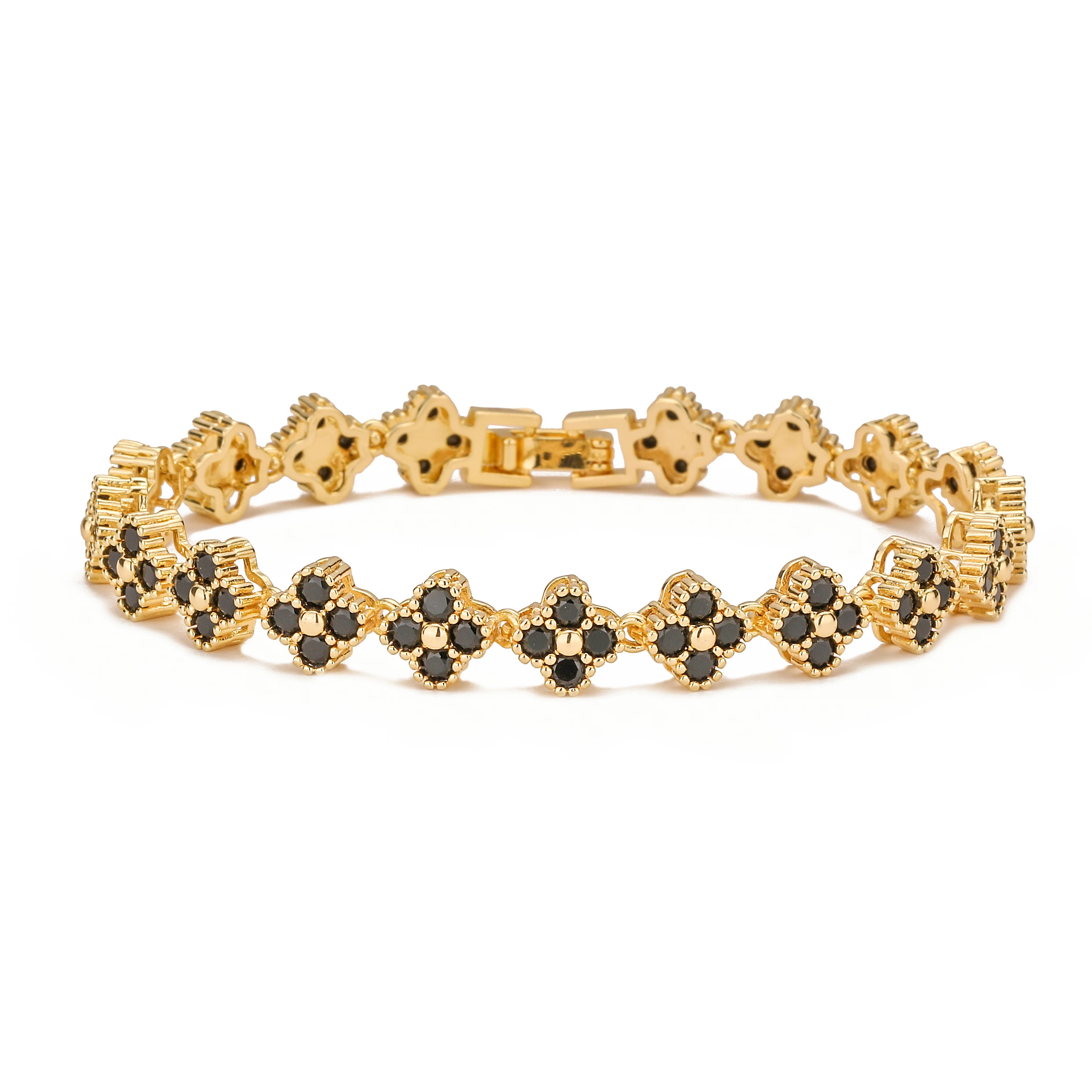 HECHENG,AAAAA Brass 18K gold-plated Flower Necklace Bracelet Jewelry Set ，for Christmas gift for women and best friend