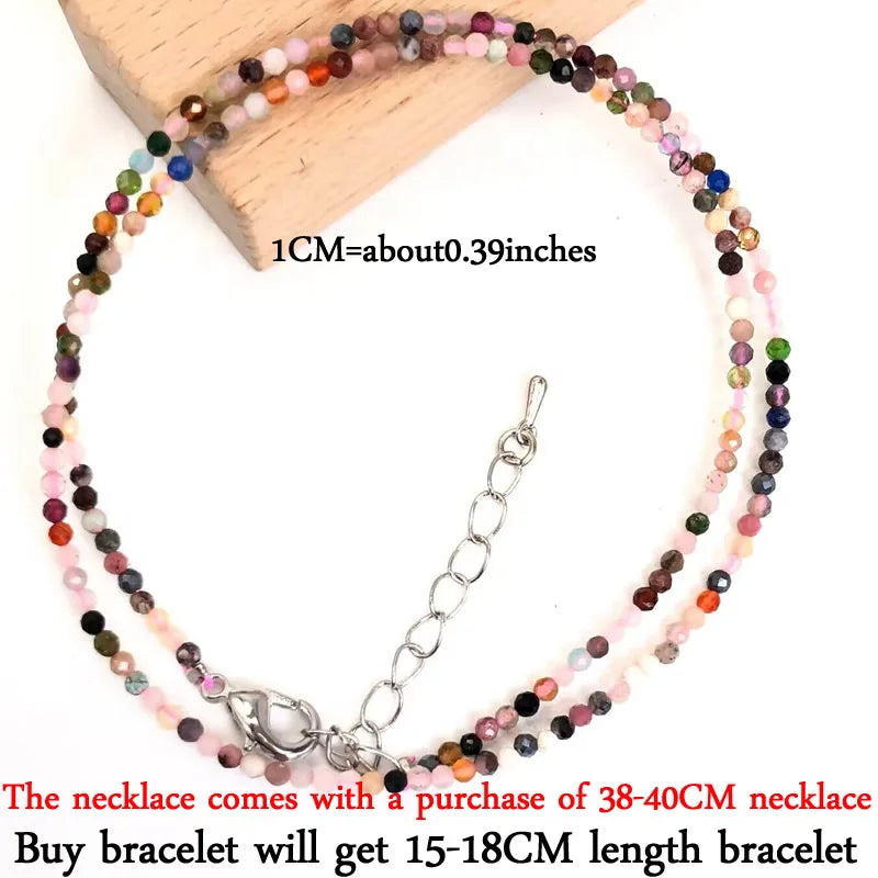Mini -Faceted Gem Beads Necklaces For Women Natural Stone Chokers Agate garnet pearl Chain Handmade bracelet Yoga Jewelry Female