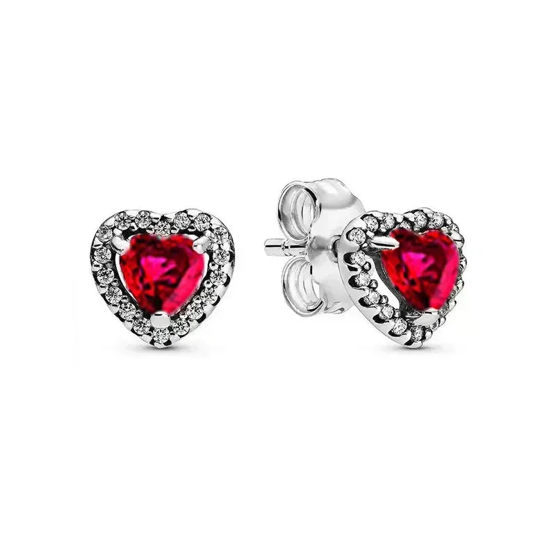 New 925 sterling silver heart-shaped pink ring necklace earring set luxurious sparkling charm jewelry fashion wedding gift