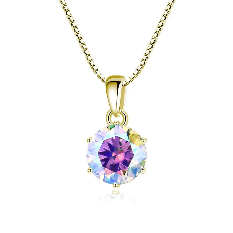 JoyceJelly 1 CT Real Moissanite Pendant Necklace For Women Royal Blue Color Moissanite 925 Sterling Silver Wedding Fine Jewelry