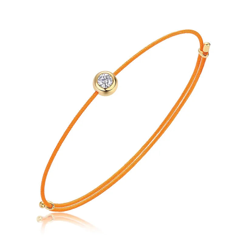 JIUZUAN D Color VVS1 Moissanite Bracelet, GRA Certified, 0.3Ct Lab Diamond, Adjustable Cord in 6 Colors, Elegant Jewelry for Wom