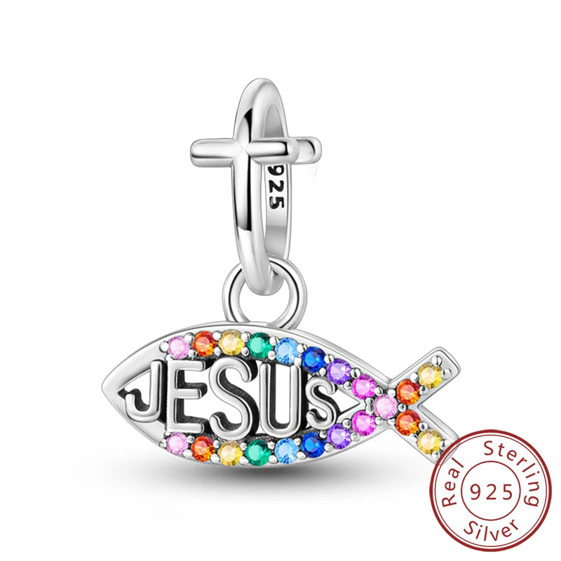 New 925 Silver Dream Charms Baeds Angel Devil's Eye Fatima's Hand Cross Charms Pendant Fit Original Bracelet Women Jewelry Gift