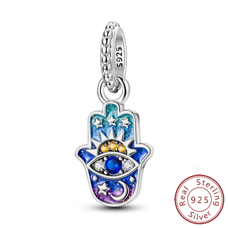 New 925 Silver Dream Charms Baeds Angel Devil's Eye Fatima's Hand Cross Charms Pendant Fit Original Bracelet Women Jewelry Gift