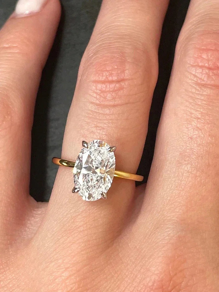 925 Sterling Silve Gorgeous Shiny 1-8CT Zircon Oval Stone Ring For Women Engagement Wedding Luxury High Quality Fine Jewelry