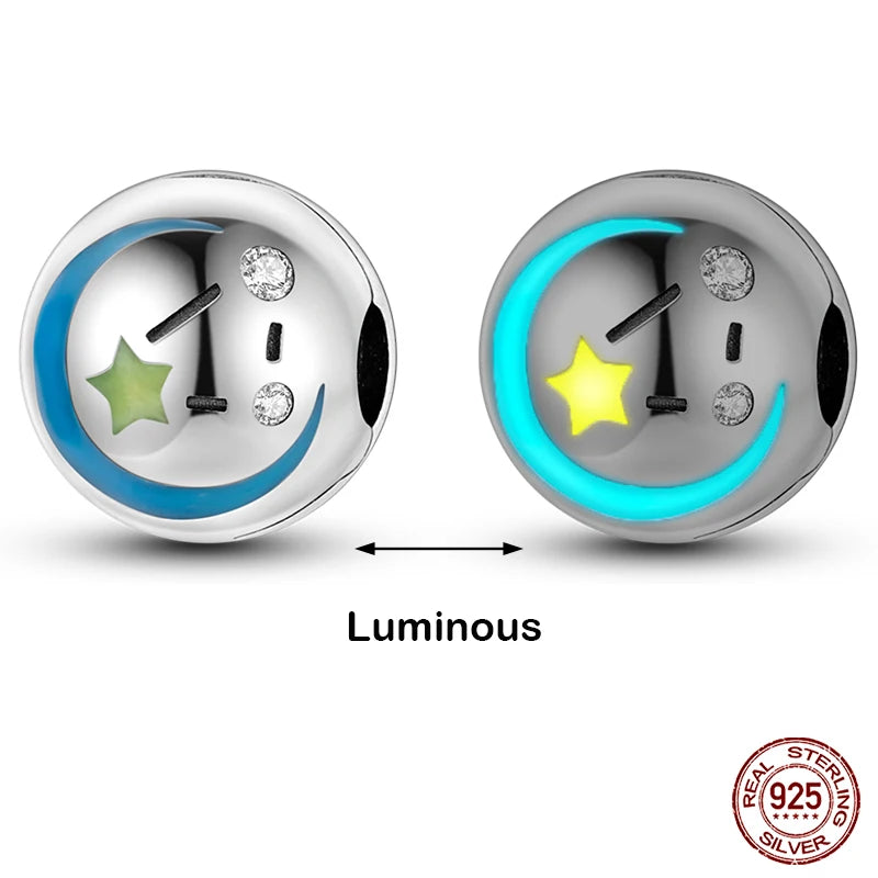 Hot Sale silver-plated Glow in the dark Firefly Honeybee Star Charms Beads Fit Qikaola Original Bracelets Fine DIY Jewelry Gift