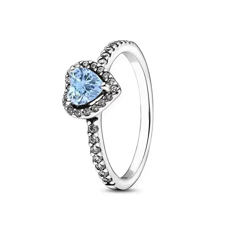 New 925 sterling silver heart-shaped pink ring necklace earring set luxurious sparkling charm jewelry fashion wedding gift