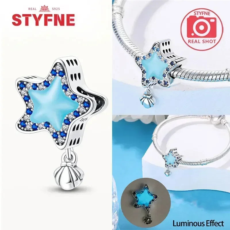 S925 Silver Glow-in-the-dark Firefly Charm Pendant Fit Original Charms Bracelet Gift Beads for Women Diy Fine Jewelry Gifts