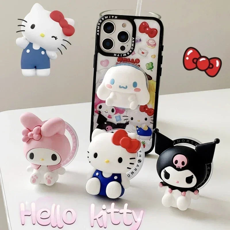 Magnetic Holder Magsafe Wireless Charge Phone Case For iPhone 16 15 14 13 12 11 Pro Max Sanrio Hello Kitty Kuromi Melody Cover