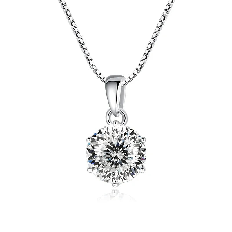 JoyceJelly 1 CT Real Moissanite Pendant Necklace For Women Royal Blue Color Moissanite 925 Sterling Silver Wedding Fine Jewelry