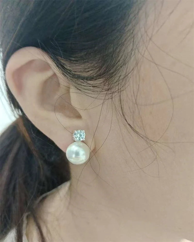 Senlissi-New Fashion Lofty 8-12mm Freshwater Pearl Stud 18k Earrings for Women S925 Sterling Silver Jewelry Girlfriend Gifts