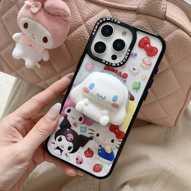Magnetic Holder Magsafe Wireless Charge Phone Case For iPhone 16 15 14 13 12 11 Pro Max Sanrio Hello Kitty Kuromi Melody Cover