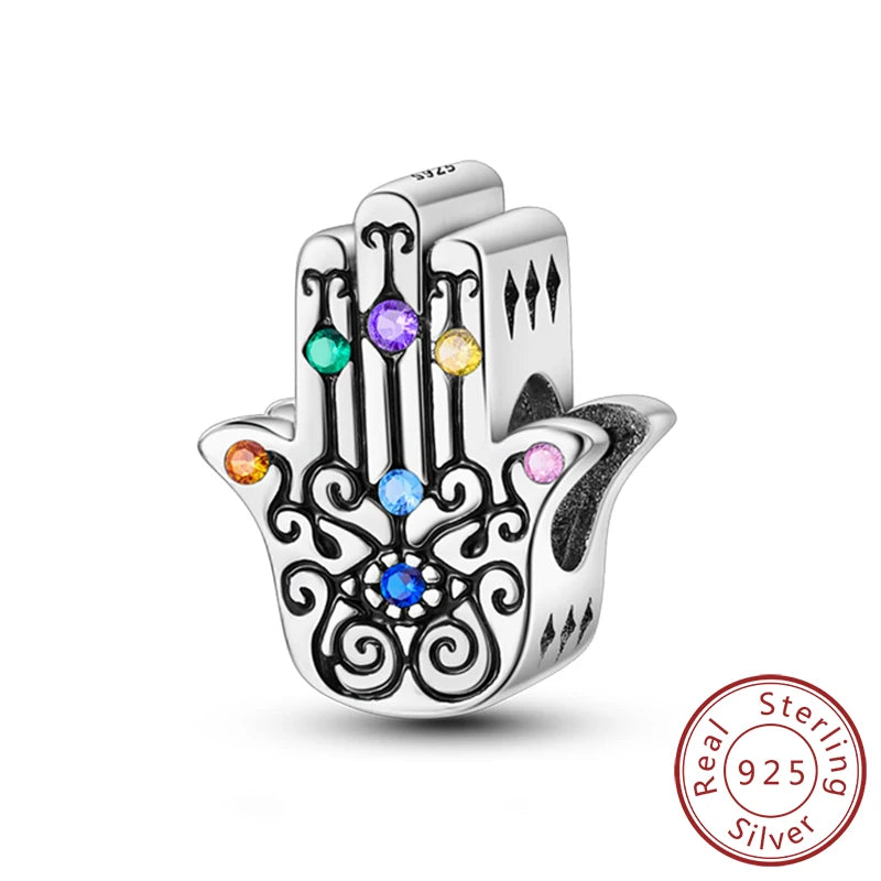 New 925 Silver Dream Charms Baeds Angel Devil's Eye Fatima's Hand Cross Charms Pendant Fit Original Bracelet Women Jewelry Gift