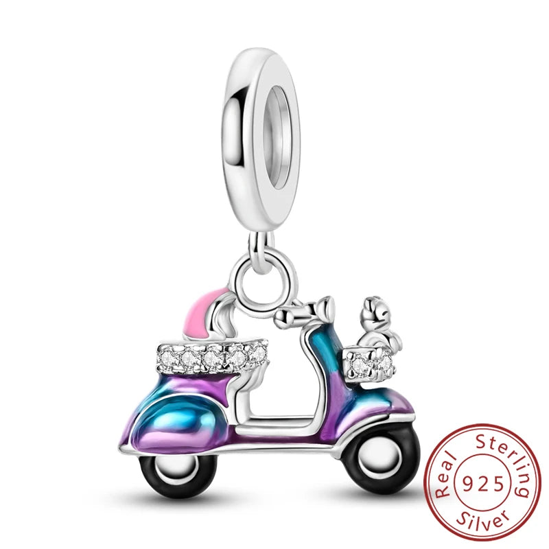Original Charms Bead 925 Sterling Silver Paris Tower Car Map Castle Travel Charms Fit Pendant Bracelets Women DIY Jewelry Making