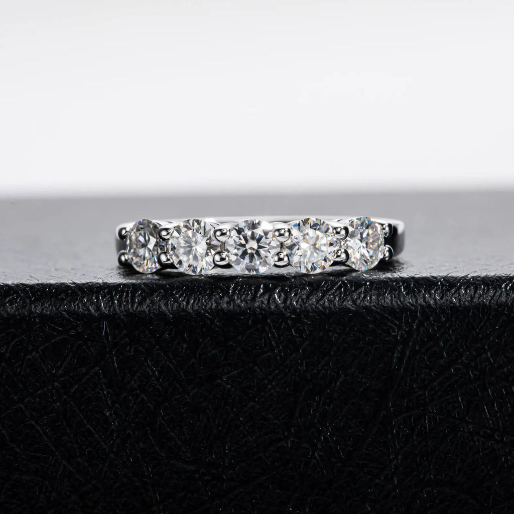 TY White Gold D Color 4mm Moissanite Ring For Women 925 Silver 1.5CT Stone Match Dia Wedding Band Bride S Sterling Sier GRA