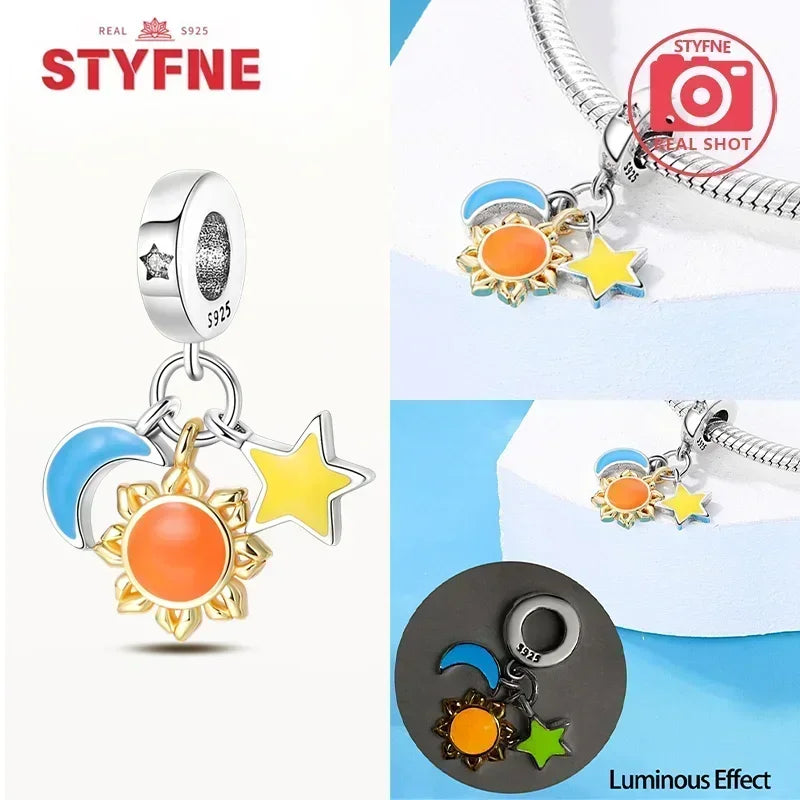 S925 Silver Glow-in-the-dark Firefly Charm Pendant Fit Original Charms Bracelet Gift Beads for Women Diy Fine Jewelry Gifts