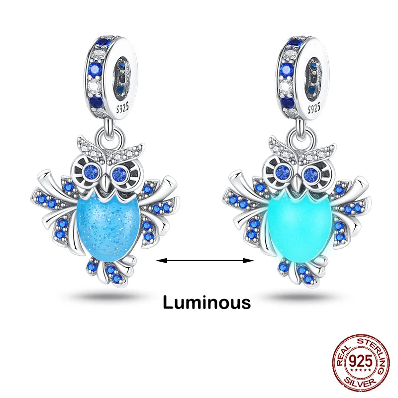 Hot Sale silver-plated Glow in the dark Firefly Honeybee Star Charms Beads Fit Qikaola Original Bracelets Fine DIY Jewelry Gift