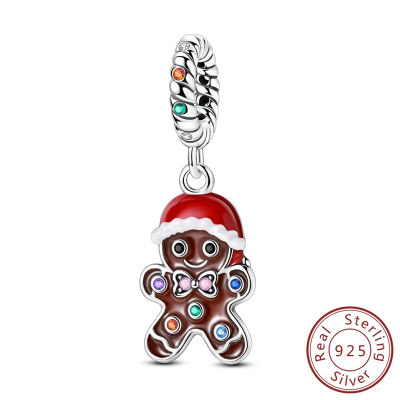Christmas Charm Bead Pendant 925 Sterling Silver Christmas Elk Snowman Santa Claus Charm Fit Original Bracelet Women DIY Jewelry