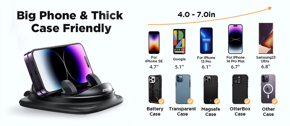 Joyroom Dashboard Universal Car Phone Holder Upgraded Reusable Silicone Phone Mount for Car Dash Anti-Slip Pad Mat Phone Holder