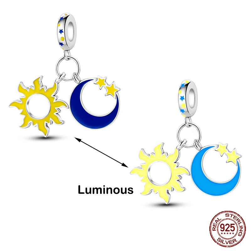 Hot Sale silver-plated Glow in the dark Firefly Honeybee Star Charms Beads Fit Qikaola Original Bracelets Fine DIY Jewelry Gift