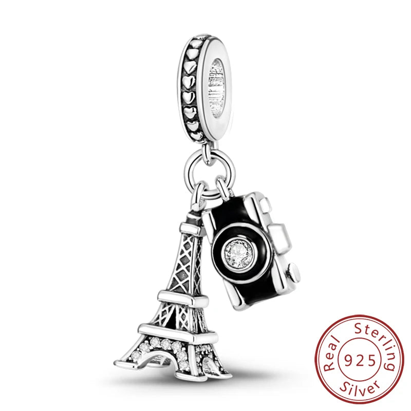 Original Charms Bead 925 Sterling Silver Paris Tower Car Map Castle Travel Charms Fit Pendant Bracelets Women DIY Jewelry Making