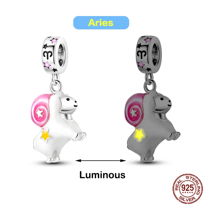 Hot Sale silver-plated Glow in the dark Firefly Honeybee Star Charms Beads Fit Qikaola Original Bracelets Fine DIY Jewelry Gift