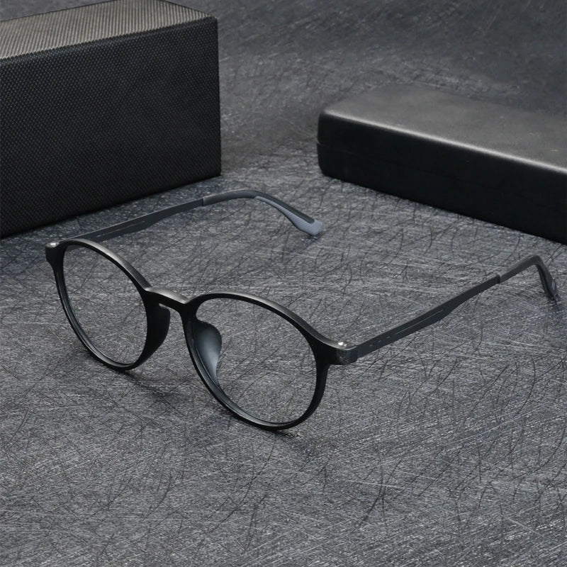KOCOLIOR New Rubber Titanium Anti Blue Light Reading Glasses Customized Optical Round Frame Presbyopia Glasses for Men and Women
