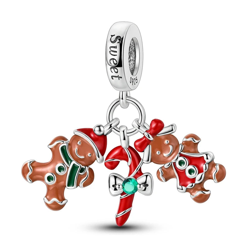 Christmas Charm Bead Pendant 925 Sterling Silver Christmas Elk Snowman Santa Claus Charm Fit Original Bracelet Women DIY Jewelry