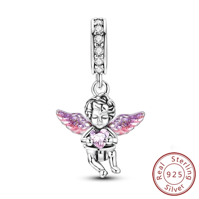 New 925 Silver Dream Charms Baeds Angel Devil's Eye Fatima's Hand Cross Charms Pendant Fit Original Bracelet Women Jewelry Gift