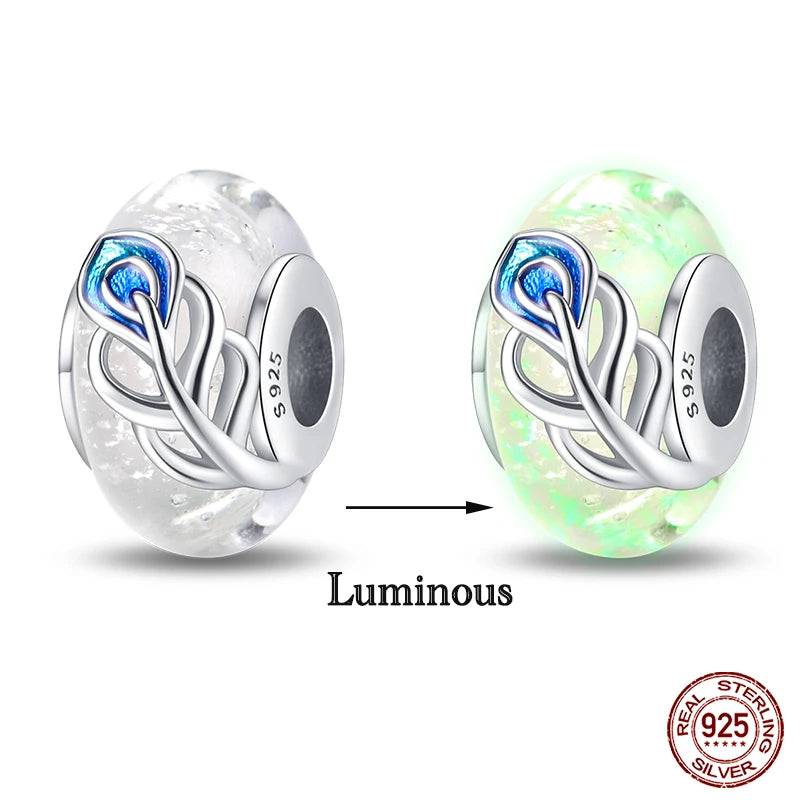 Hot Sale silver-plated Glow in the dark Firefly Honeybee Star Charms Beads Fit Qikaola Original Bracelets Fine DIY Jewelry Gift