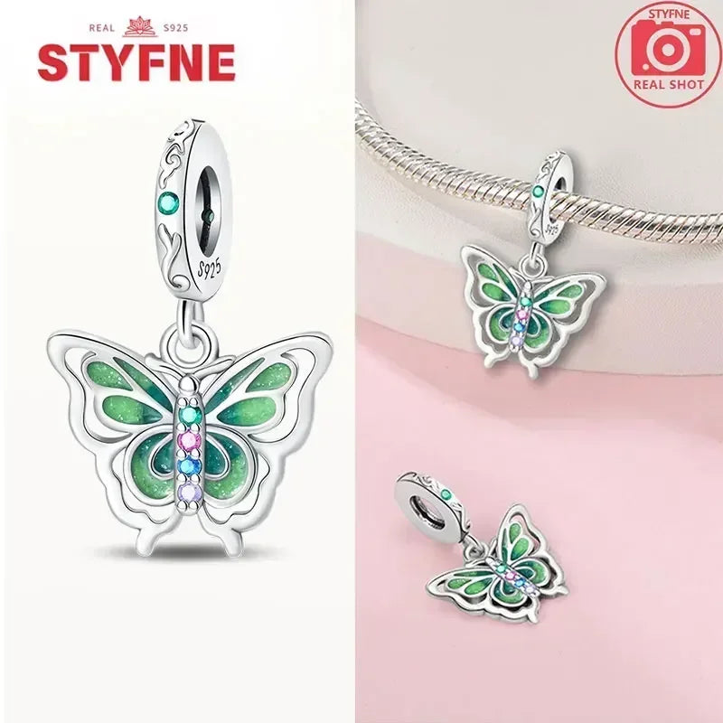 S925 Silver Glow-in-the-dark Firefly Charm Pendant Fit Original Charms Bracelet Gift Beads for Women Diy Fine Jewelry Gifts