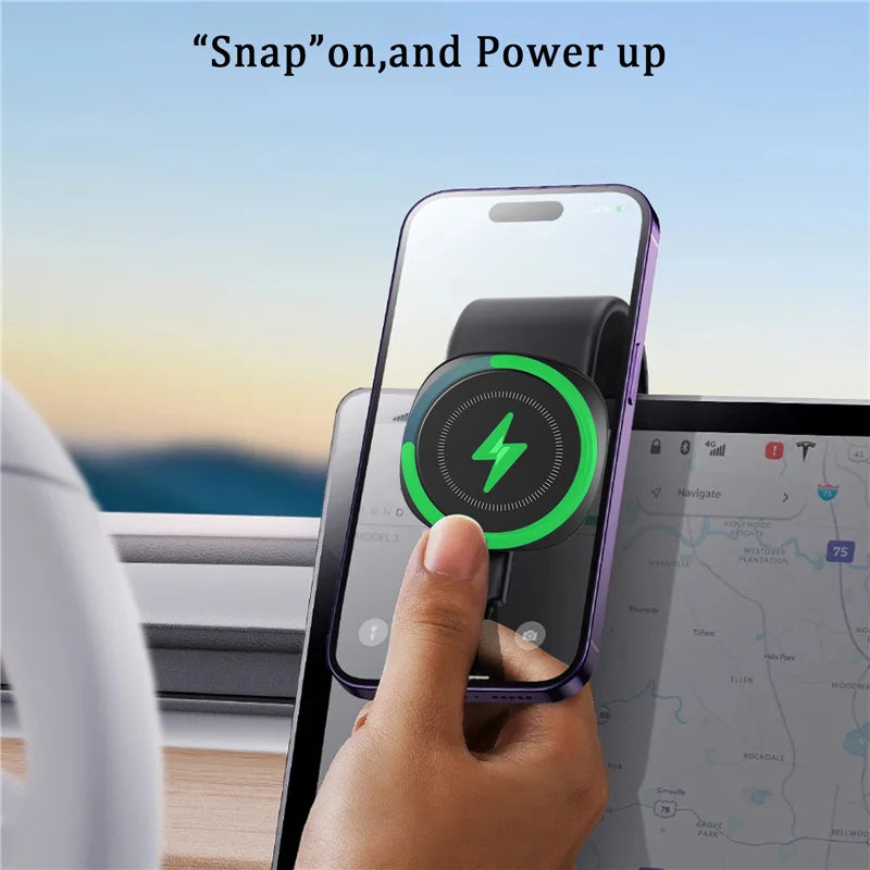 Magnetic Car Wireless Charger Fast Charging Car Phone Holder Center Control Screen Dashboard for iPhone 15 14 13 12 Pro Max Mini