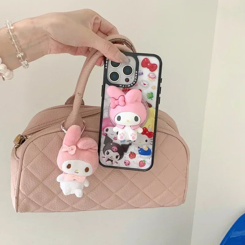 Magnetic Holder Magsafe Wireless Charge Phone Case For iPhone 16 15 14 13 12 11 Pro Max Sanrio Hello Kitty Kuromi Melody Cover