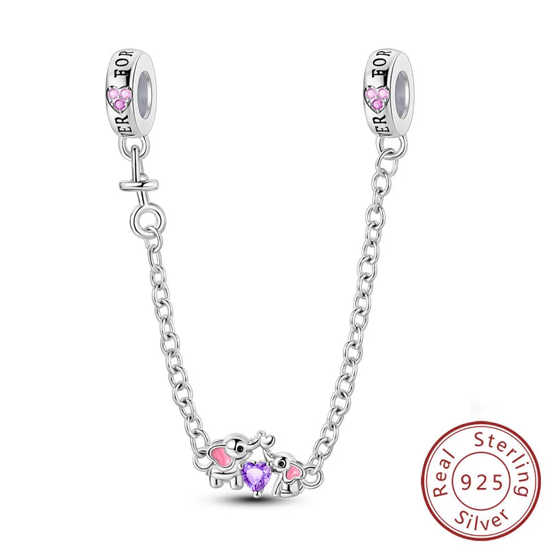 Safety Chain Charms Fit Original 925 Sterling Silver Charms Beads Moon Star Butterfly Heart Safety Chain for Women Jewelry Gift