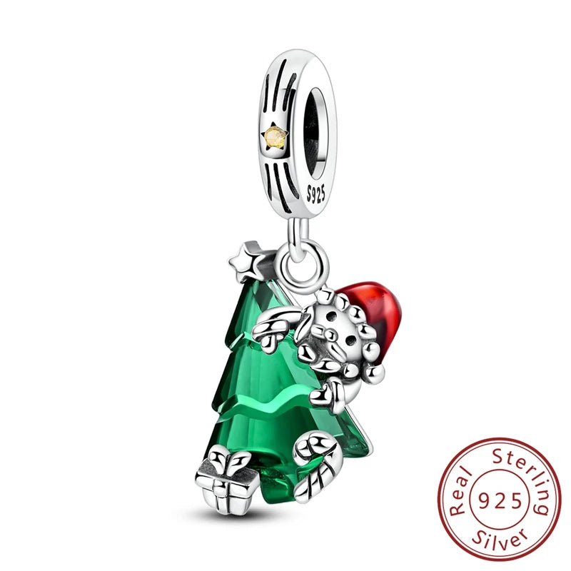 Christmas Charm Bead Pendant 925 Sterling Silver Christmas Elk Snowman Santa Claus Charm Fit Original Bracelet Women DIY Jewelry