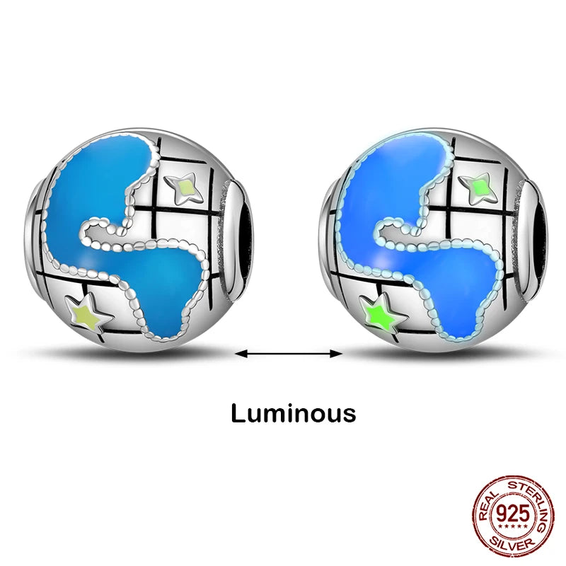 Hot Sale silver-plated Glow in the dark Firefly Honeybee Star Charms Beads Fit Qikaola Original Bracelets Fine DIY Jewelry Gift