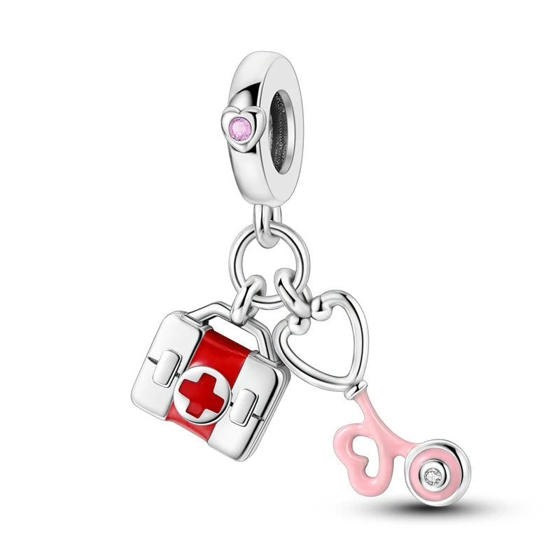 New 925 Sterling Silver Charms Bead Red Cherry Strawberry Love Heart Charm Fit Original Bracelet Pendant DIY Jewelry For Women