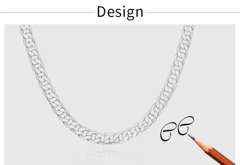 Men's 925 Sterling Silver Necklace 2/4/6/8/10/12MM 40-75cm Face Chain Necklace Lobster Clasp Men And Women Engagement Jewelry